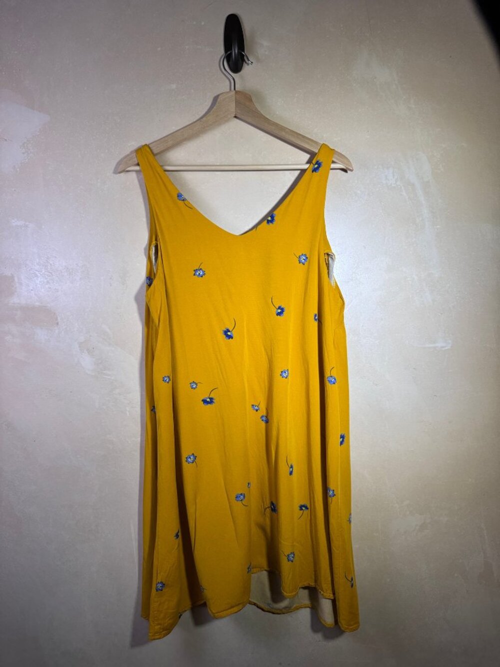 Popsugar Mustard Floral Button Front Swing Dress XL - Picture 10 of 12